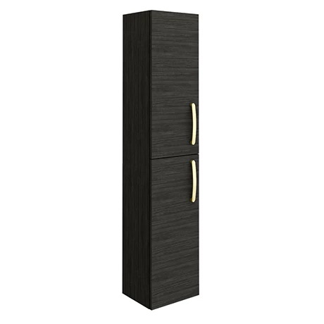Brooklyn Black Wall Hung Tall Storage Cabinet with Brushed Brass Handles 1 Brooklyn Black Wall Hung Tall Storage Cabinet with Brushed Brass Handles