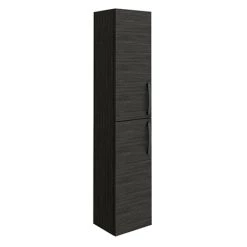 Brooklyn Black Wall Hung Tall Storage Cabinet with Matt Black Handles