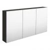 Hudson Reed 1350mm Hacienda Black 3 Door Mirror Cabinet - QUA011