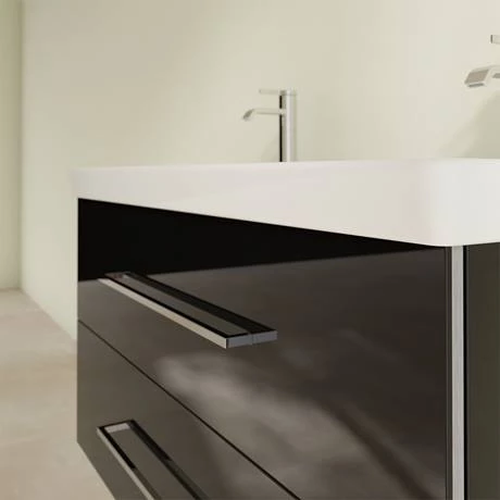 Villeroy and Boch Avento Crystal Black 1000mm Wall Hung 2-Drawer Double Vanity Unit 5 Villeroy and Boch Avento Crystal Black 1000mm Wall Hung 2-Drawer Double Vanity Unit - Image 5