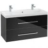 Villeroy and Boch Avento Crystal Black 1000mm Wall Hung 2-Drawer Double Vanity Unit