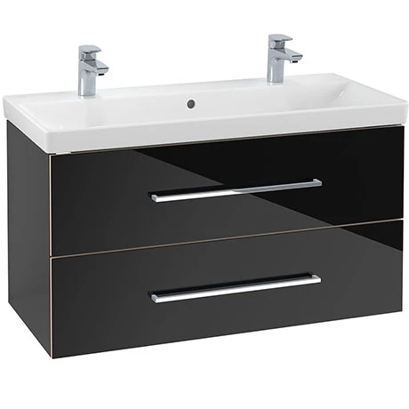 Villeroy and Boch Avento Crystal Black 1000mm Wall Hung 2-Drawer Double Vanity Unit 1 Villeroy and Boch Avento Crystal Black 1000mm Wall Hung 2-Drawer Double Vanity Unit