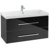 Villeroy and Boch Avento Crystal Black 1000mm Wall Hung 2-Drawer Vanity Unit