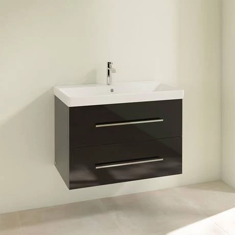 Villeroy and Boch Avento Crystal Black 800mm Wall Hung 2-Drawer Vanity Unit 2 Villeroy and Boch Avento Crystal Black 800mm Wall Hung 2-Drawer Vanity Unit - Image 2