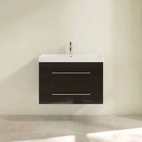 Villeroy and Boch Avento Crystal Black 800mm Wall Hung 2-Drawer Vanity Unit 3 Villeroy and Boch Avento Crystal Black 800mm Wall Hung 2-Drawer Vanity Unit - Image 3