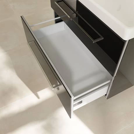 Villeroy and Boch Avento Crystal Black 800mm Wall Hung 2-Drawer Vanity Unit 5 Villeroy and Boch Avento Crystal Black 800mm Wall Hung 2-Drawer Vanity Unit - Image 5