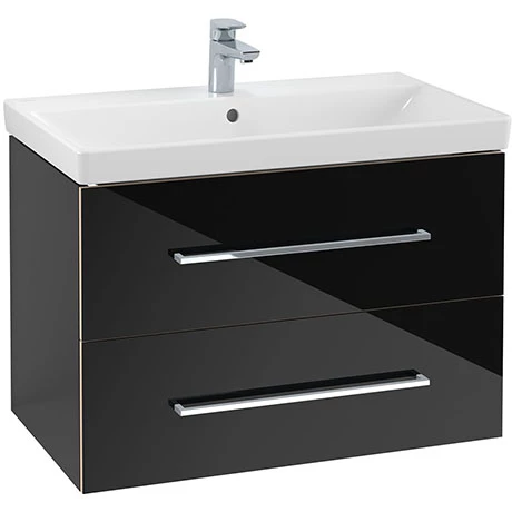 Villeroy and Boch Avento Crystal Black 800mm Wall Hung 2-Drawer Vanity Unit 1 Villeroy and Boch Avento Crystal Black 800mm Wall Hung 2-Drawer Vanity Unit