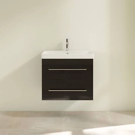 Villeroy and Boch Avento Crystal Black 650mm Wall Hung 2-Drawer Vanity Unit 3 Villeroy and Boch Avento Crystal Black 650mm Wall Hung 2-Drawer Vanity Unit - Image 3