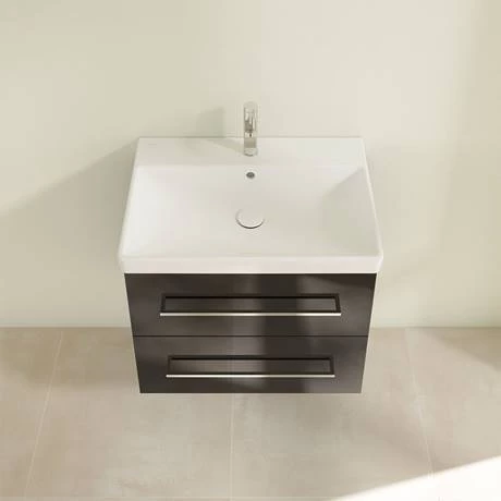 Villeroy and Boch Avento Crystal Black 650mm Wall Hung 2-Drawer Vanity Unit 4 Villeroy and Boch Avento Crystal Black 650mm Wall Hung 2-Drawer Vanity Unit - Image 4