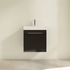 Villeroy and Boch Avento Crystal Black 550mm Wall Hung 1-Door Vanity Unit -Arezzo Bathroom Furniture Shop SAVE11B301 D2 460