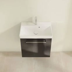 Villeroy and Boch Avento Crystal Black 550mm Wall Hung 1-Door Vanity Unit -Arezzo Bathroom Furniture Shop SAVE11B301 D3 460