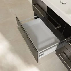 Villeroy and Boch Avento Crystal Black 1200mm Wall Hung 4-Drawer Double Vanity Unit 11 Villeroy and Boch Avento Crystal Black 1200mm Wall Hung 4-Drawer Double Vanity Unit -Arezzo Bathroom Furniture Shop SAVE29B301 D5 460