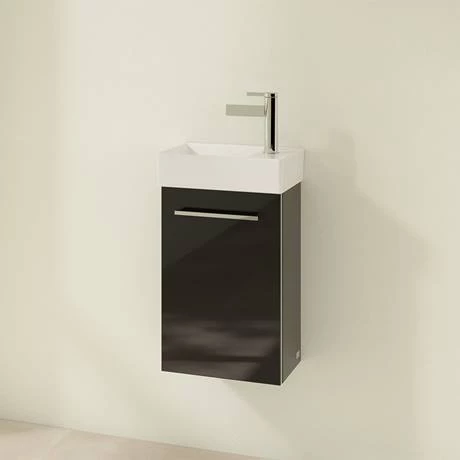 Villeroy and Boch Avento Crystal Black 360mm Wall Hung Vanity Unit with Left Bowl Basin 2 Villeroy and Boch Avento Crystal Black 360mm Wall Hung Vanity Unit with Left Bowl Basin - Image 2