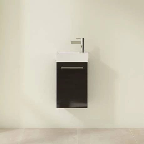 Villeroy and Boch Avento Crystal Black 360mm Wall Hung Vanity Unit with Left Bowl Basin 3 Villeroy and Boch Avento Crystal Black 360mm Wall Hung Vanity Unit with Left Bowl Basin - Image 3