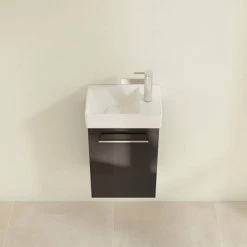 Villeroy and Boch Avento Crystal Black 360mm Wall Hung Vanity Unit with Left Bowl Basin 8 Villeroy and Boch Avento Crystal Black 360mm Wall Hung Vanity Unit with Left Bowl Basin -Arezzo Bathroom Furniture Shop SAVE31B301 D3 460