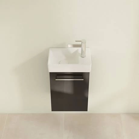 Villeroy and Boch Avento Crystal Black 360mm Wall Hung Vanity Unit with Left Bowl Basin 4 Villeroy and Boch Avento Crystal Black 360mm Wall Hung Vanity Unit with Left Bowl Basin - Image 4