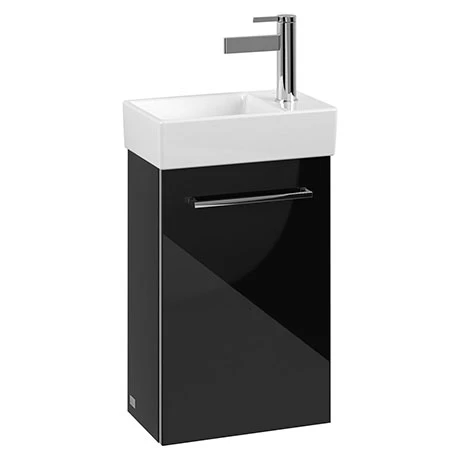Villeroy and Boch Avento Crystal Black 360mm Wall Hung Vanity Unit with Left Bowl Basin 1 Villeroy and Boch Avento Crystal Black 360mm Wall Hung Vanity Unit with Left Bowl Basin
