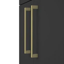 Arezzo 600 Matt Black Floor Standing Vanity Unit with Brushed Brass Handles -Arezzo Bathroom Furniture Shop Soft Black Brass Handles01 460