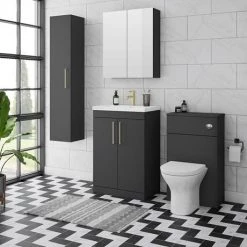 Arezzo 500 Matt Black WC Unit with Cistern + Modern Pan 6 Arezzo 500 Matt Black WC Unit with Cistern + Modern Pan -Arezzo Bathroom Furniture Shop Soft Black Lifestyle 01 460 2
